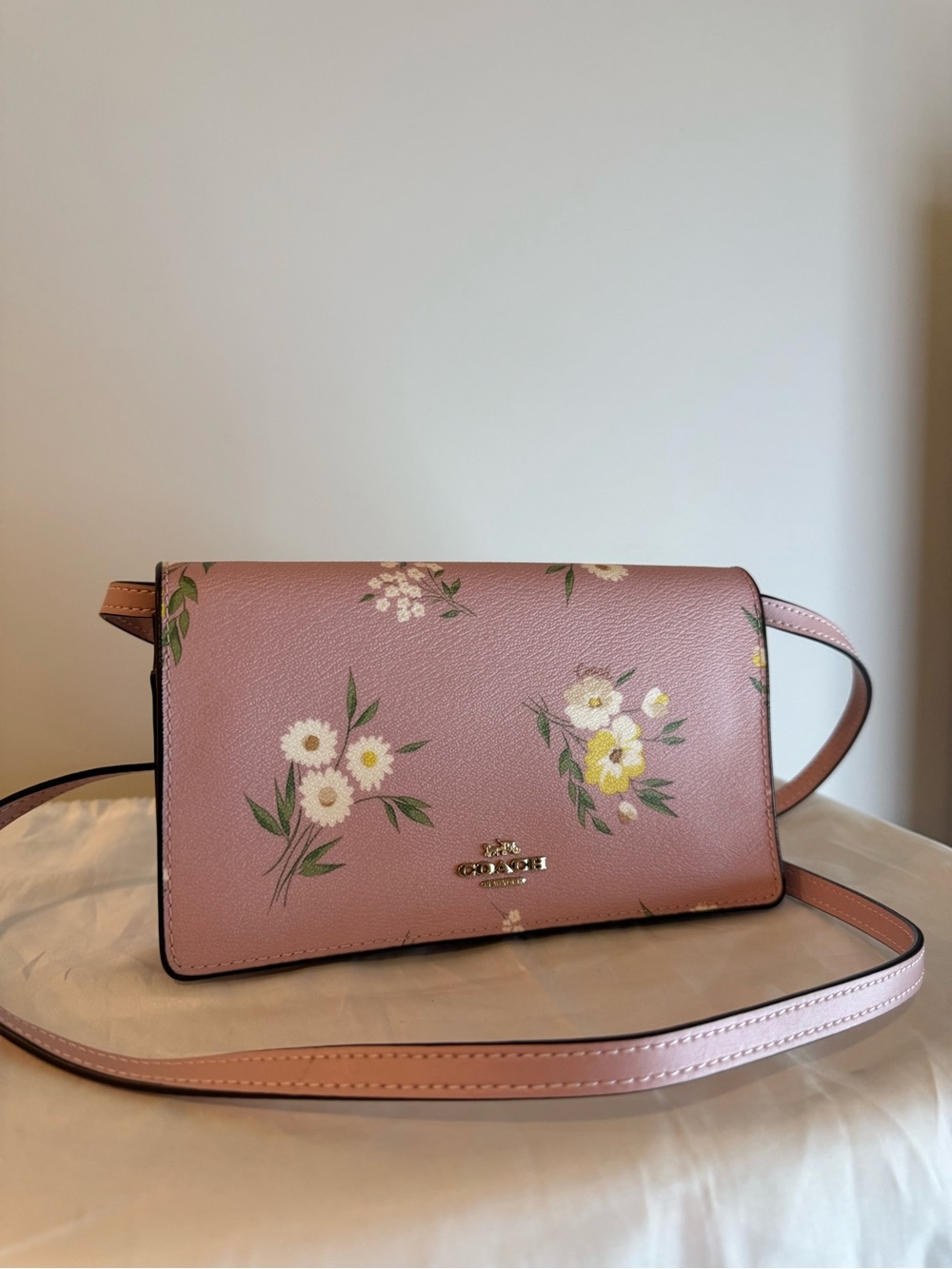 Coach Hayden Foldover Crossbody Clutch- Light Pink/Floral